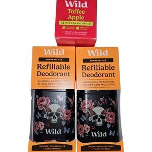 Wild Refillable Deodorant Case - Black Floral Skull (Pumpkin Spice)